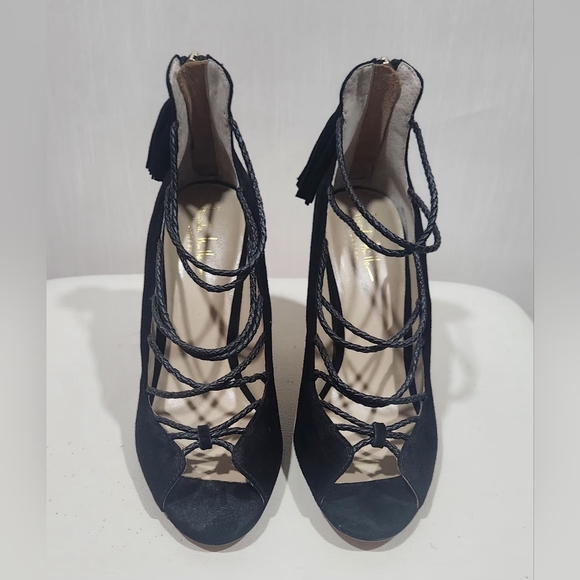 Nicole Miller Artelier Turin black leather suede Elegant Black Women's Heels - Picture 3 of 8